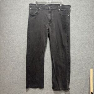 Levis Mens 569 Jeans Size 40x32 Black Loose Straight Fit Denim Pants Stretch